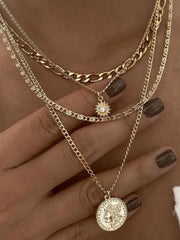 Steampunk Multi Layer Sun Coin Alloy 1pc Necklace