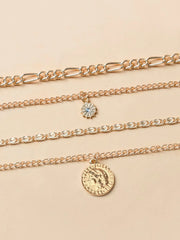 Steampunk Multi Layer Sun Coin Alloy 1pc Necklace