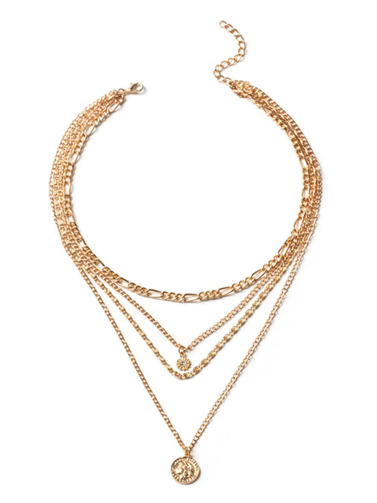 Steampunk Multi Layer Sun Coin Alloy 1pc Necklace