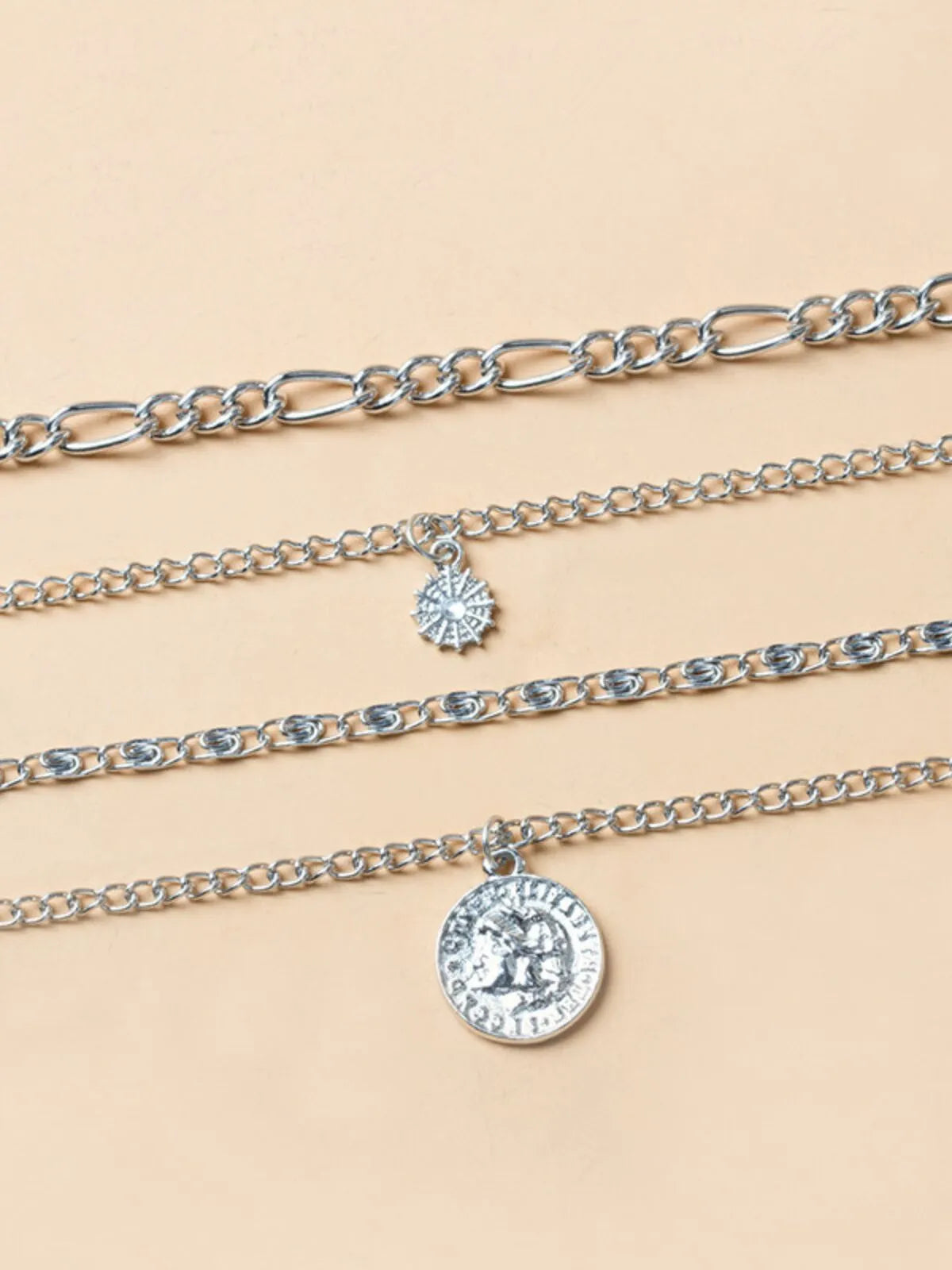 Steampunk Multi Layer Sun Coin Alloy 1pc Necklace