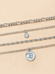 Steampunk Multi Layer Sun Coin Alloy 1pc Necklace