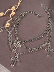 Steampunk Style 1pc Solid Metal Button Alloy Necklace