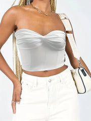 Strapless Corset Twist Front Tube Crop Top