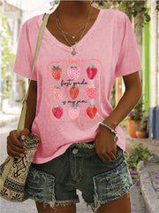 Strawberry V-neck Regular T-shirt