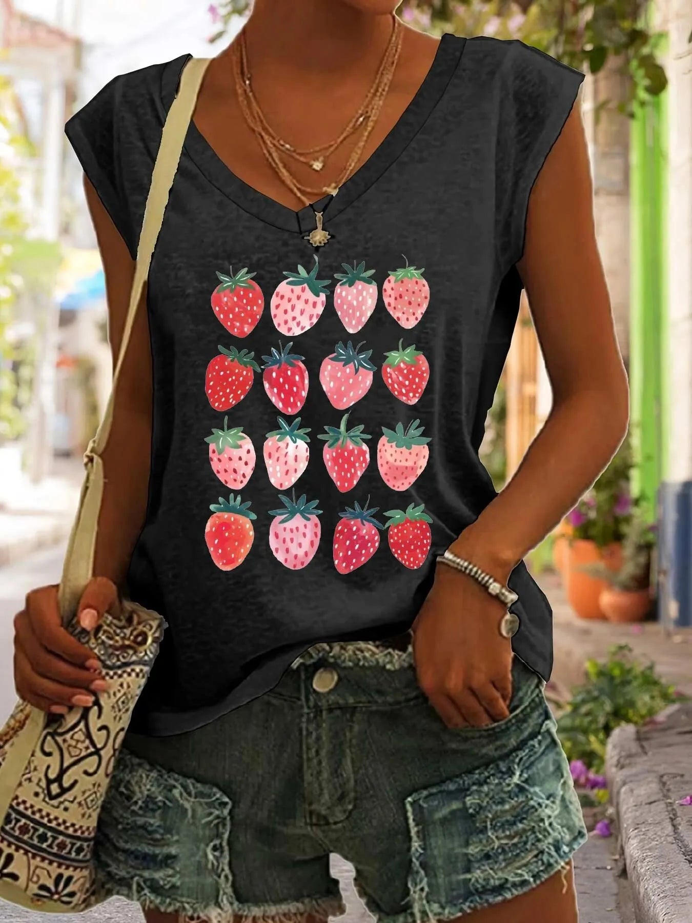Strawberry V-neck Tank
