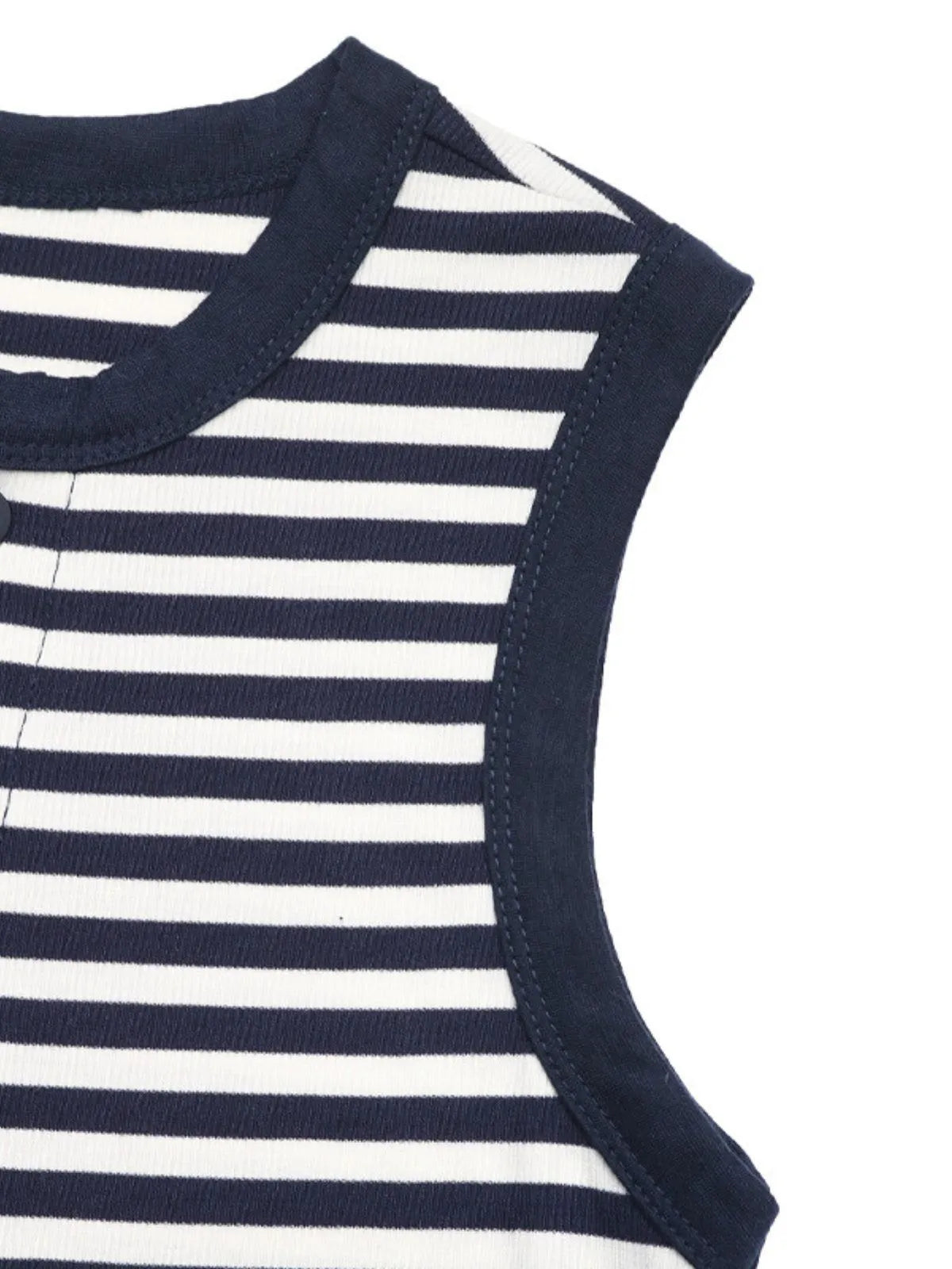 Striped Button Round Neck Cami