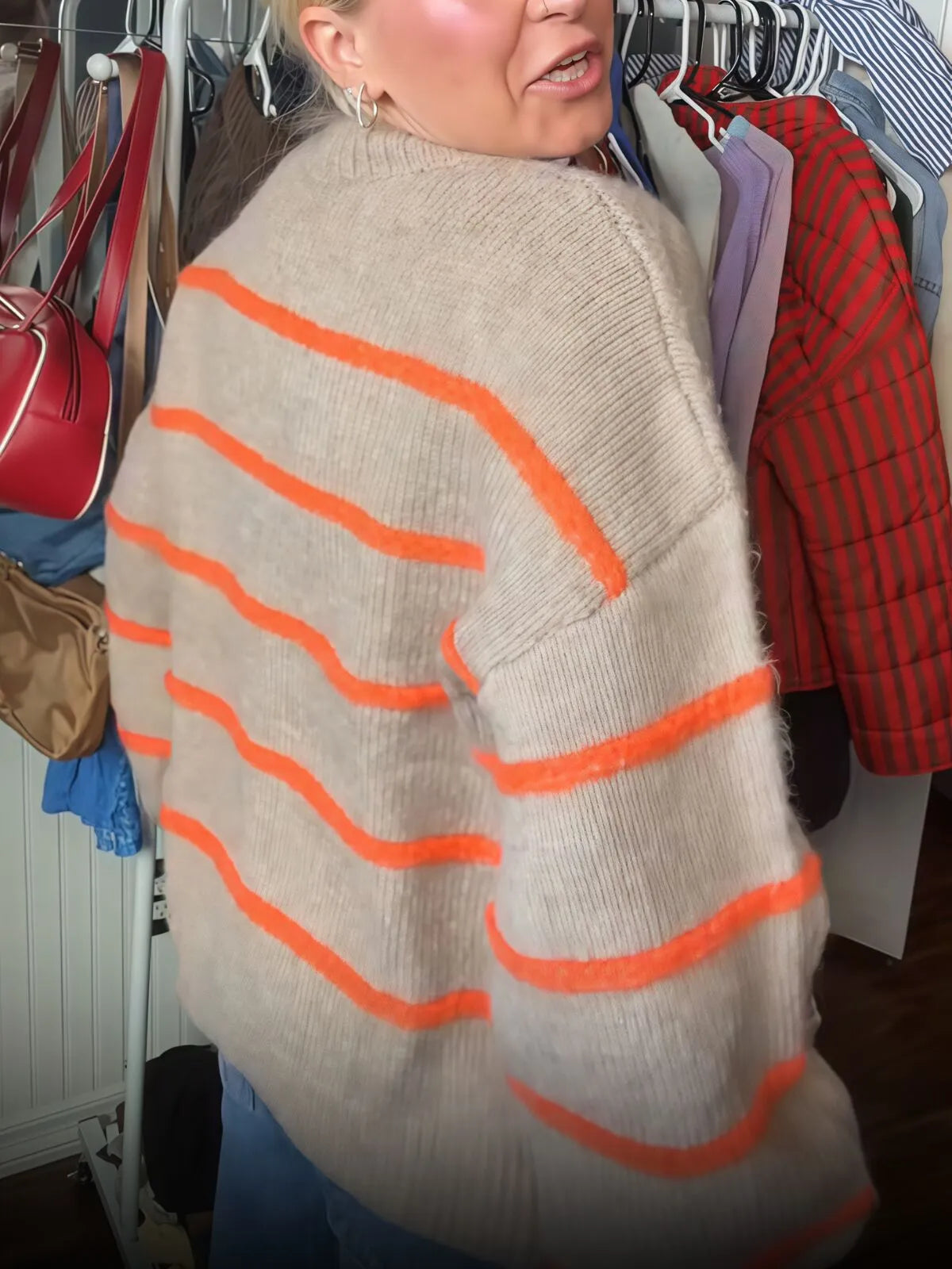 Striped Button V-neck Casual Open Front Outwear Knit Cardigan