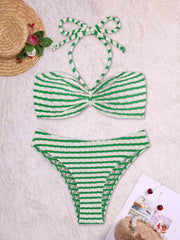 Striped Lace-up High Rise Bikini