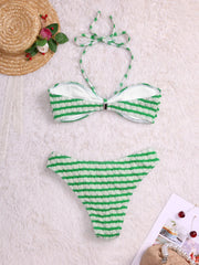 Striped Lace-up High Rise Bikini