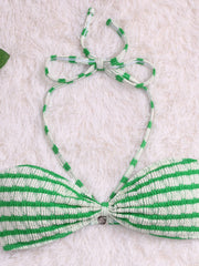 Striped Lace-up High Rise Bikini