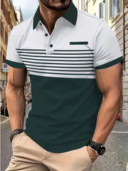 Striped Commuting Lapel Polo
