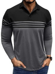 Striped Lapel Regular Polo
