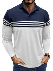 Striped Lapel Regular Polo