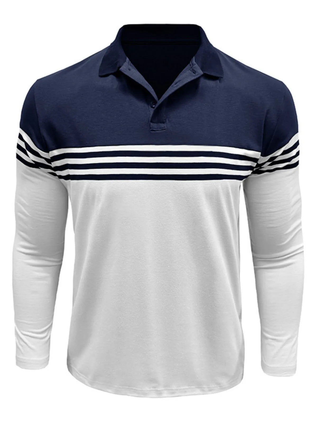 Striped Lapel Regular Polo