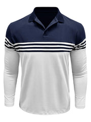 Striped Lapel Regular Polo