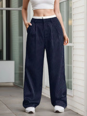 Striped Patchwork High Rise Pants