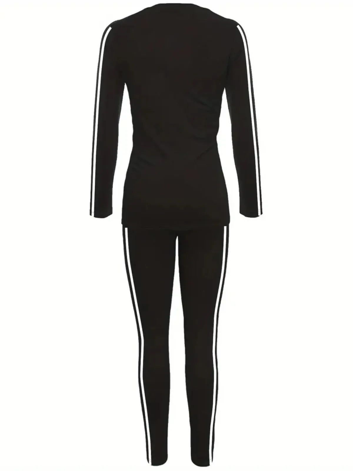 Casual Fashion Cozy Striped Print Round Neck Top & Trousers for Daily Outdoor Wear