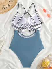 Striped Twist High Rise One-piece