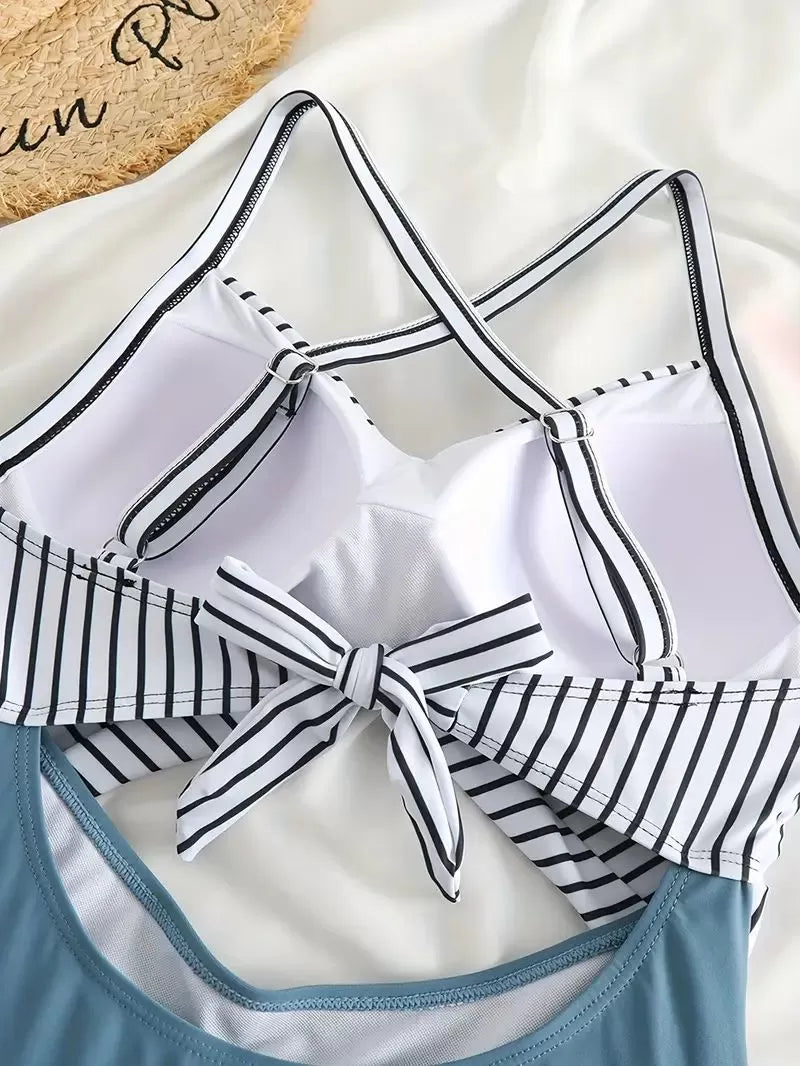 Striped Twist High Rise One-piece