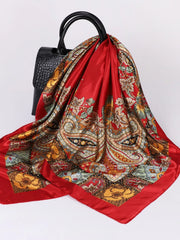 Stylish Floral Hair Neck Purse Silk Scarf