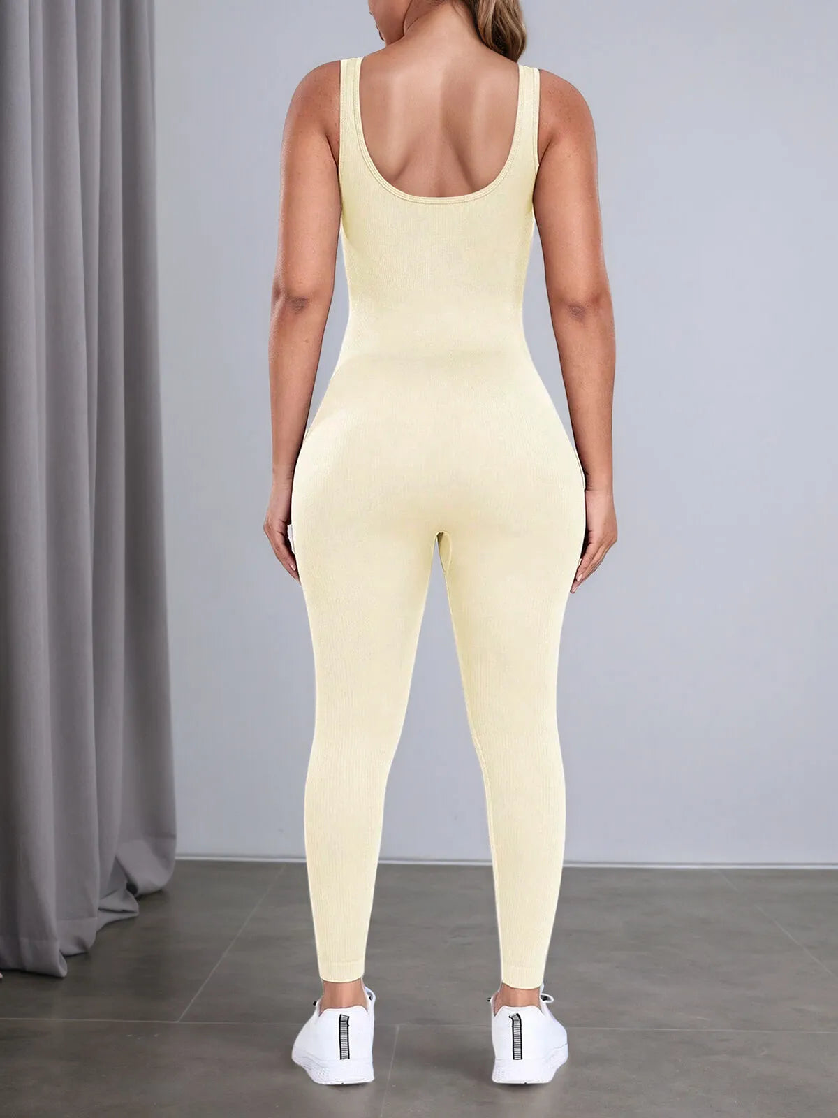 Stylish Ribbed Yoga Active Workouts Jumpsuits