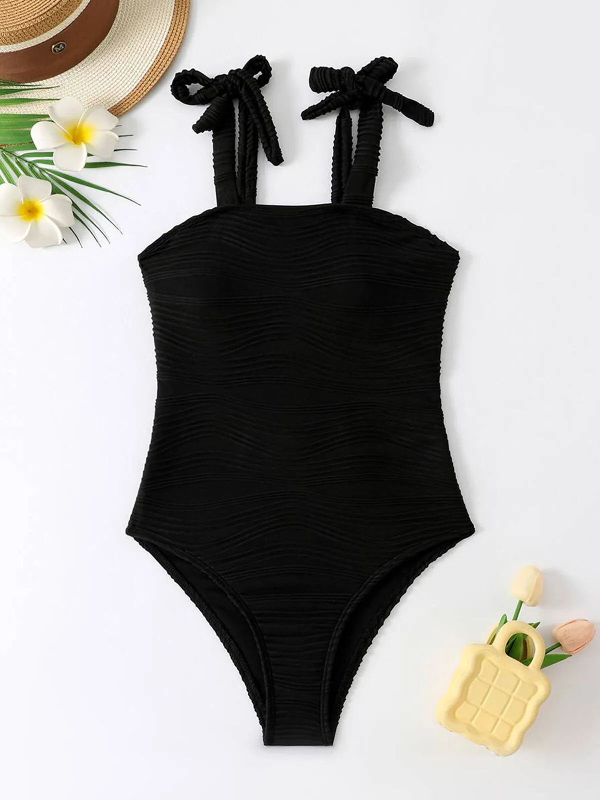 Summer Solid Lace-up One-piece