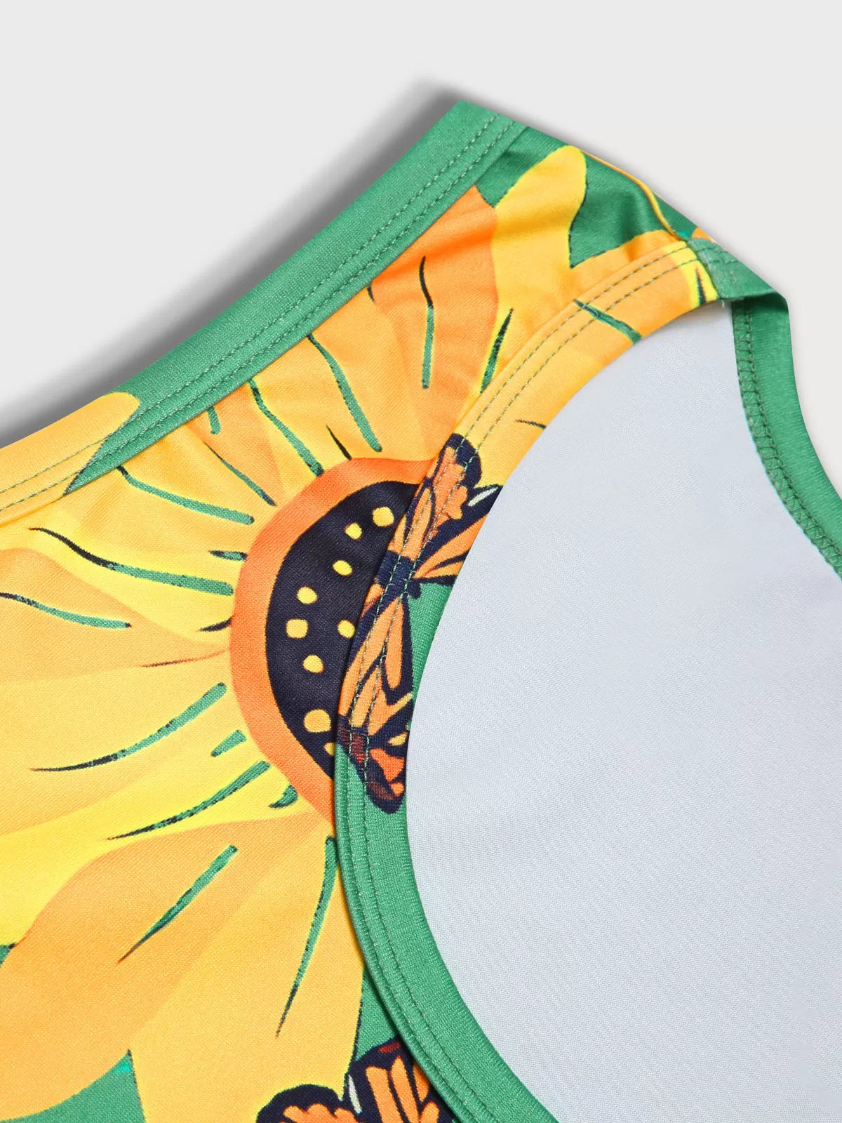 Sunflower Print Round Neck Sleeveless Short Nightgown