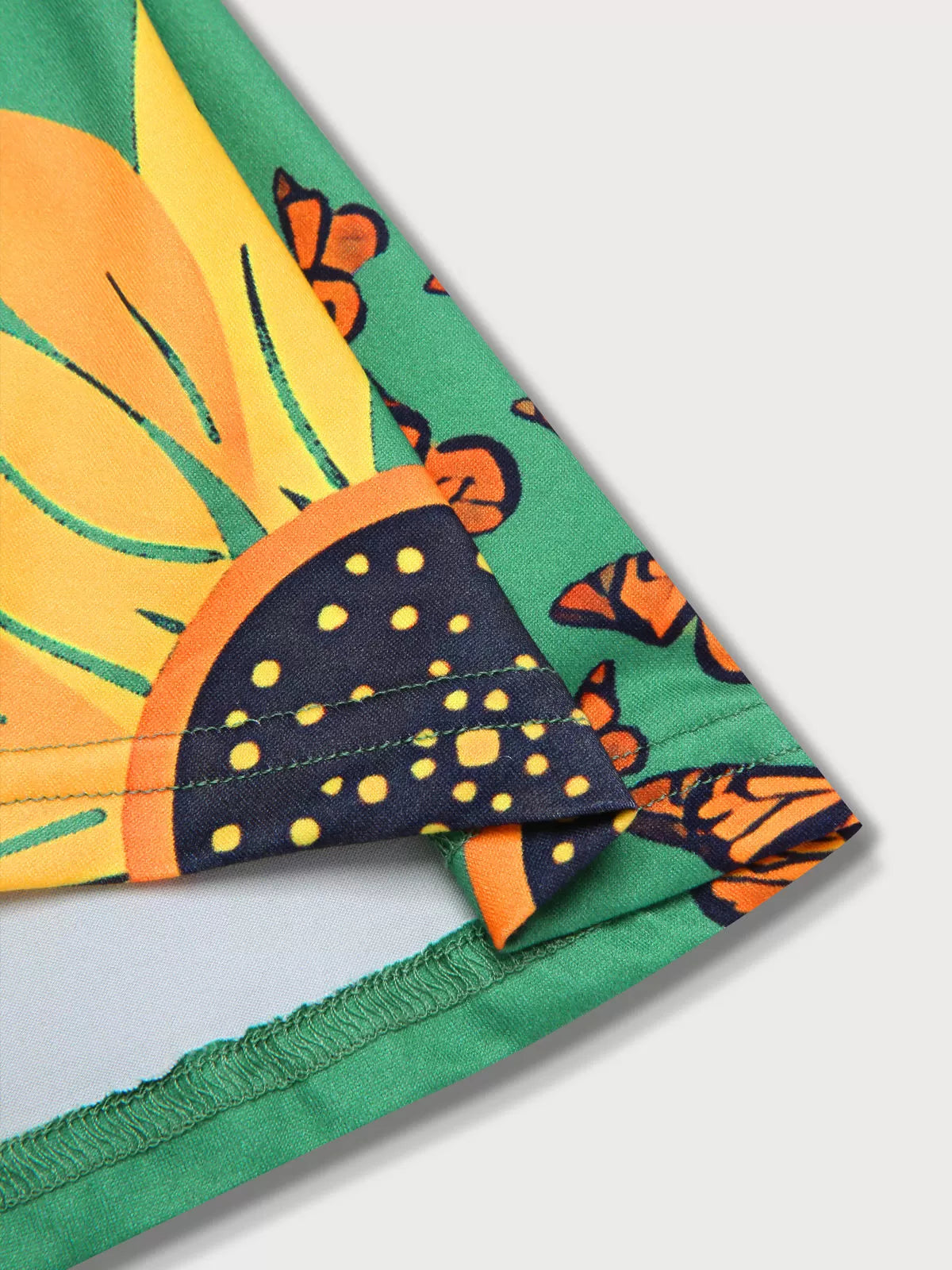 Sunflower Print Round Neck Sleeveless Short Nightgown