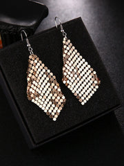 Tactile Textured Iron Leaf Elegant Drop 1 Pair Earrings