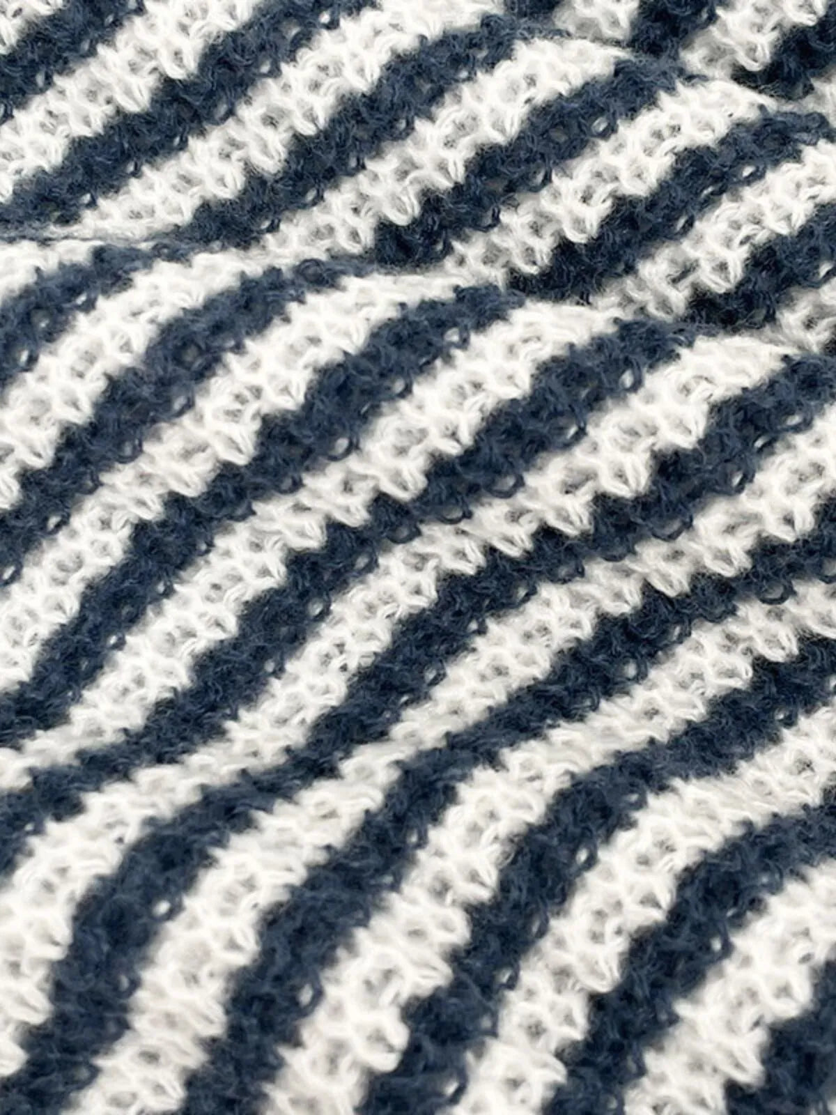 Thin Horizontal Stripes Rib-knit Slashed Drop Shoulder Knitting Sweater for Everyday Fall & Winter