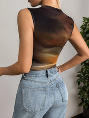 Tie Dye Cowl Sleeveless Bodysuit