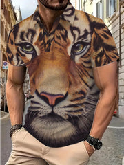 Tiger All Over Print Lapel Polo