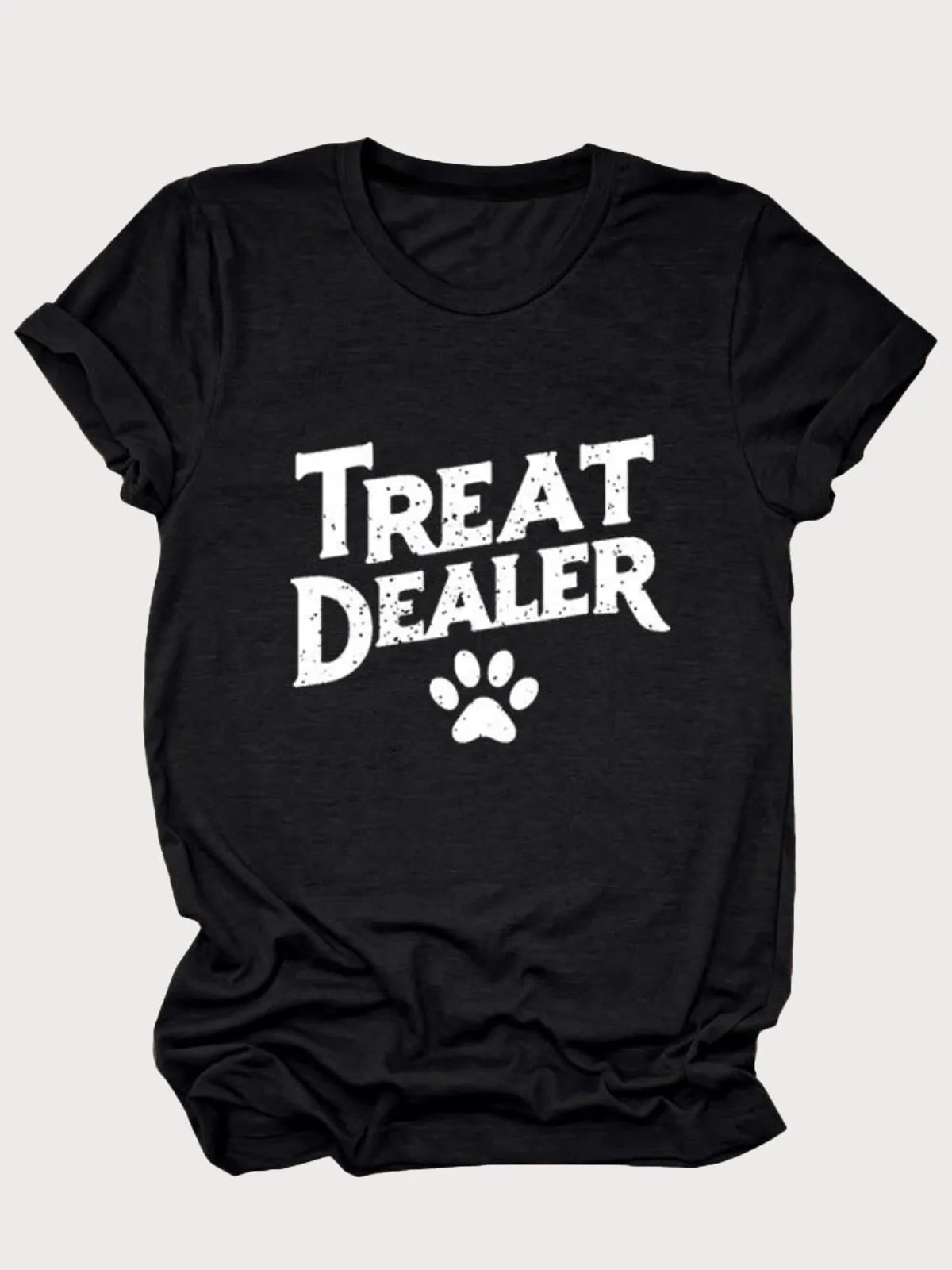 Treat Dealer Slogan Paw Round Neck T-shirt