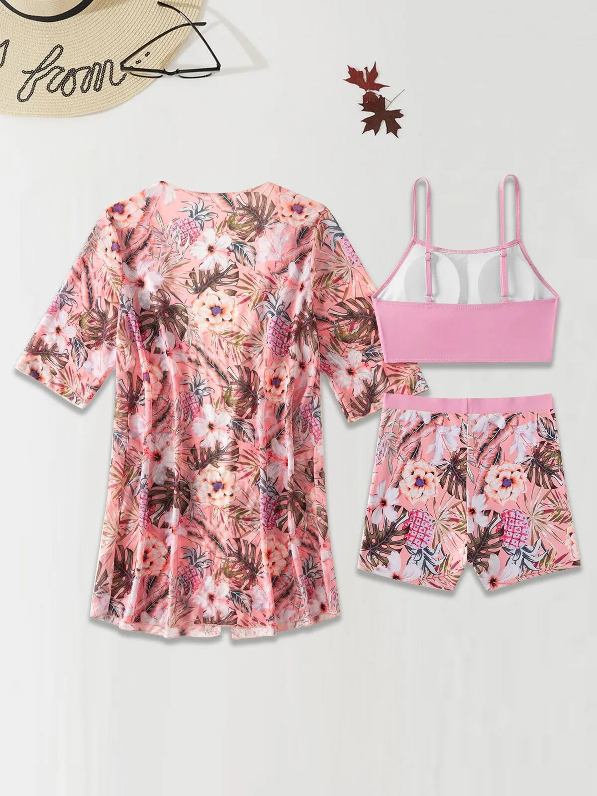 Tropical High Rise Spaghetti Strap Tankini Sets