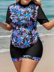 Plus Size Tropical Knot High Neck Tankini 
