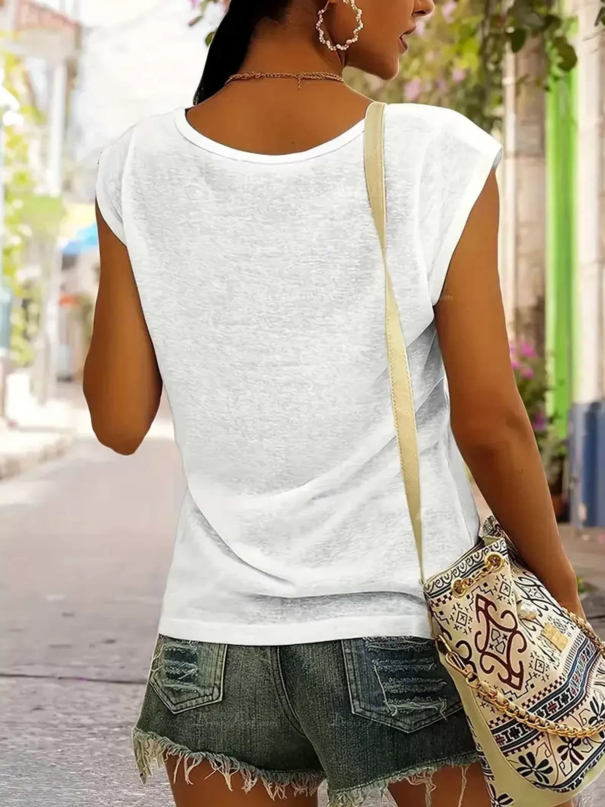 Tropical V-neck Sleeveless Sleeveless Regular Tank