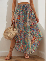 Vacation Beach Outfits Paisley Medium Rise Maxi Skirt