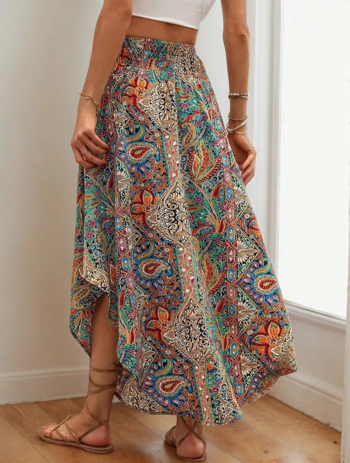 Vacation Beach Outfits Paisley Medium Rise Maxi Skirt