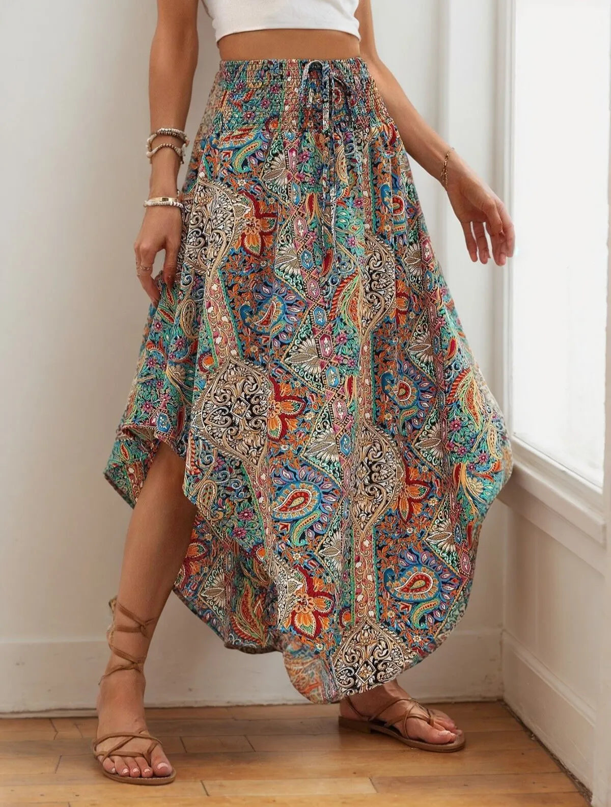 Vacation Beach Outfits Paisley Medium Rise Maxi Skirt