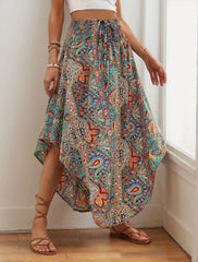 Vacation Beach Outfits Paisley Medium Rise Maxi Skirt