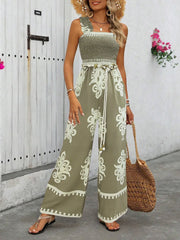 Vacation Bohemian Wrinkle Suspender High Rise Jumpsuits