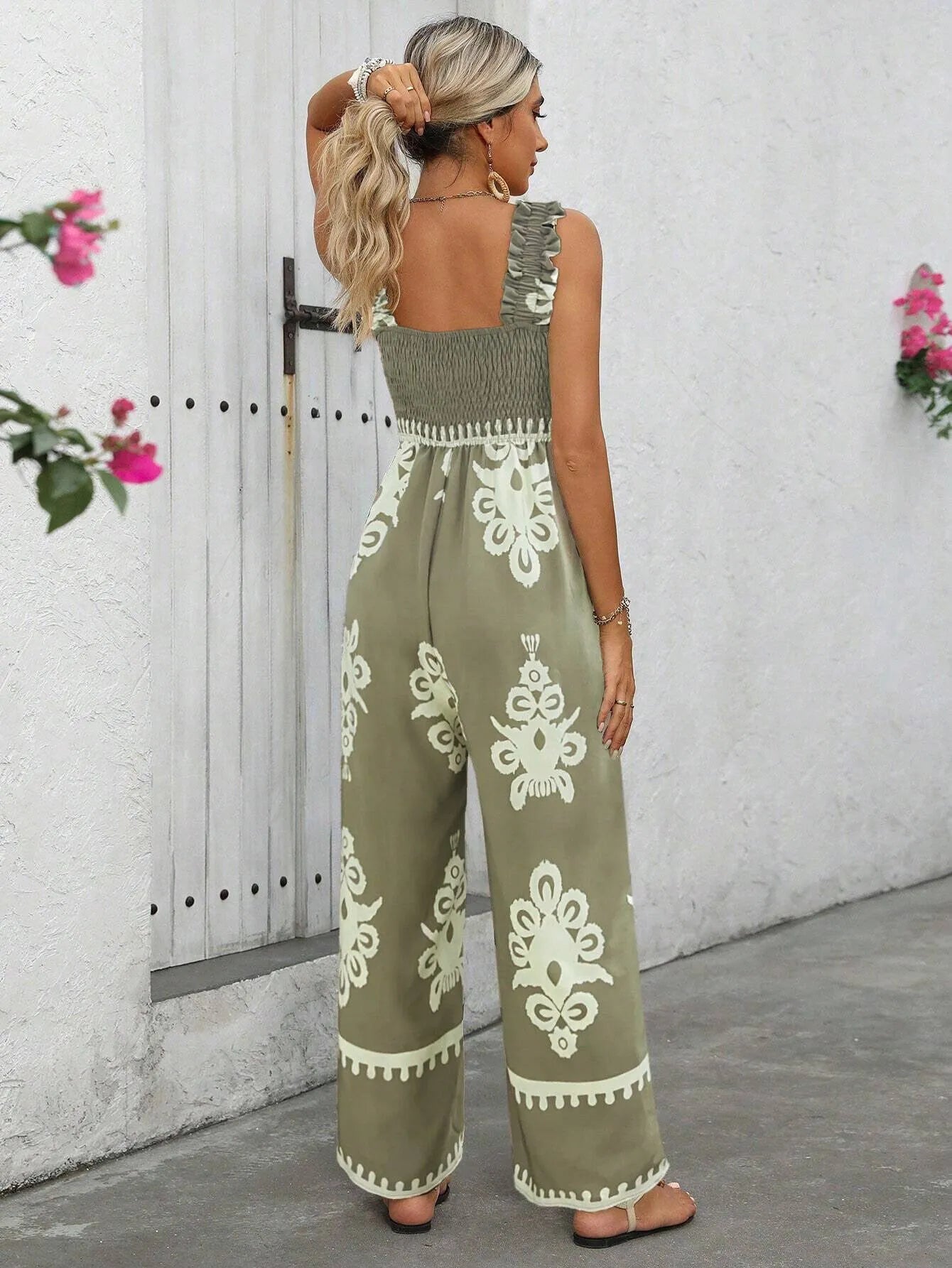 Vacation Bohemian Wrinkle Suspender High Rise Jumpsuits