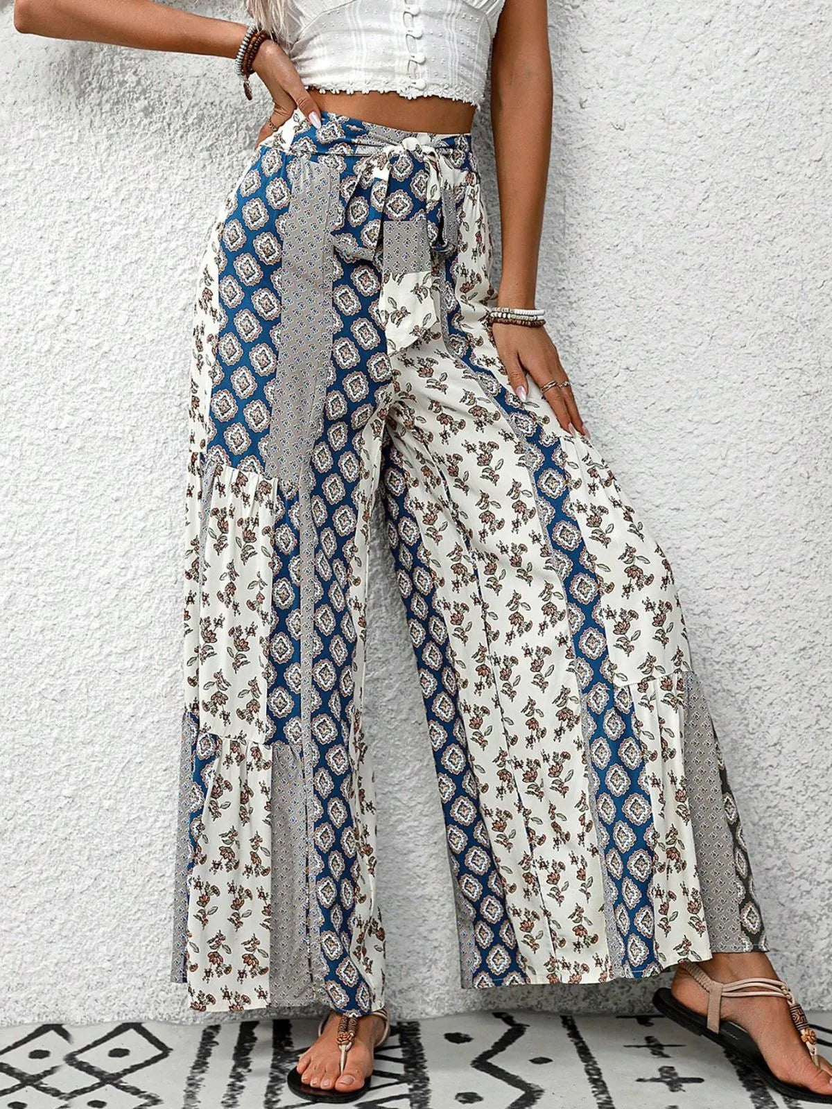 Vacation Vibes Flowy Geometric High Rise Palazzo Pants