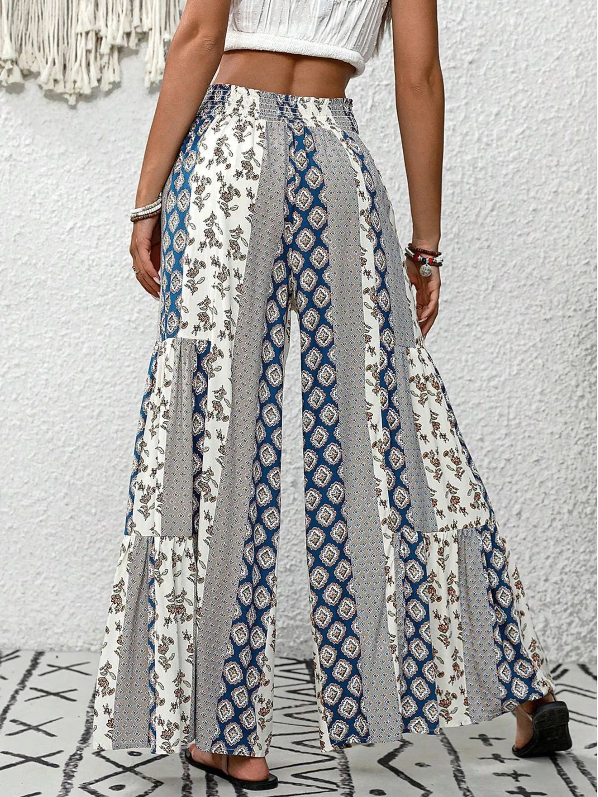 Vacation Vibes Flowy Geometric High Rise Palazzo Pants