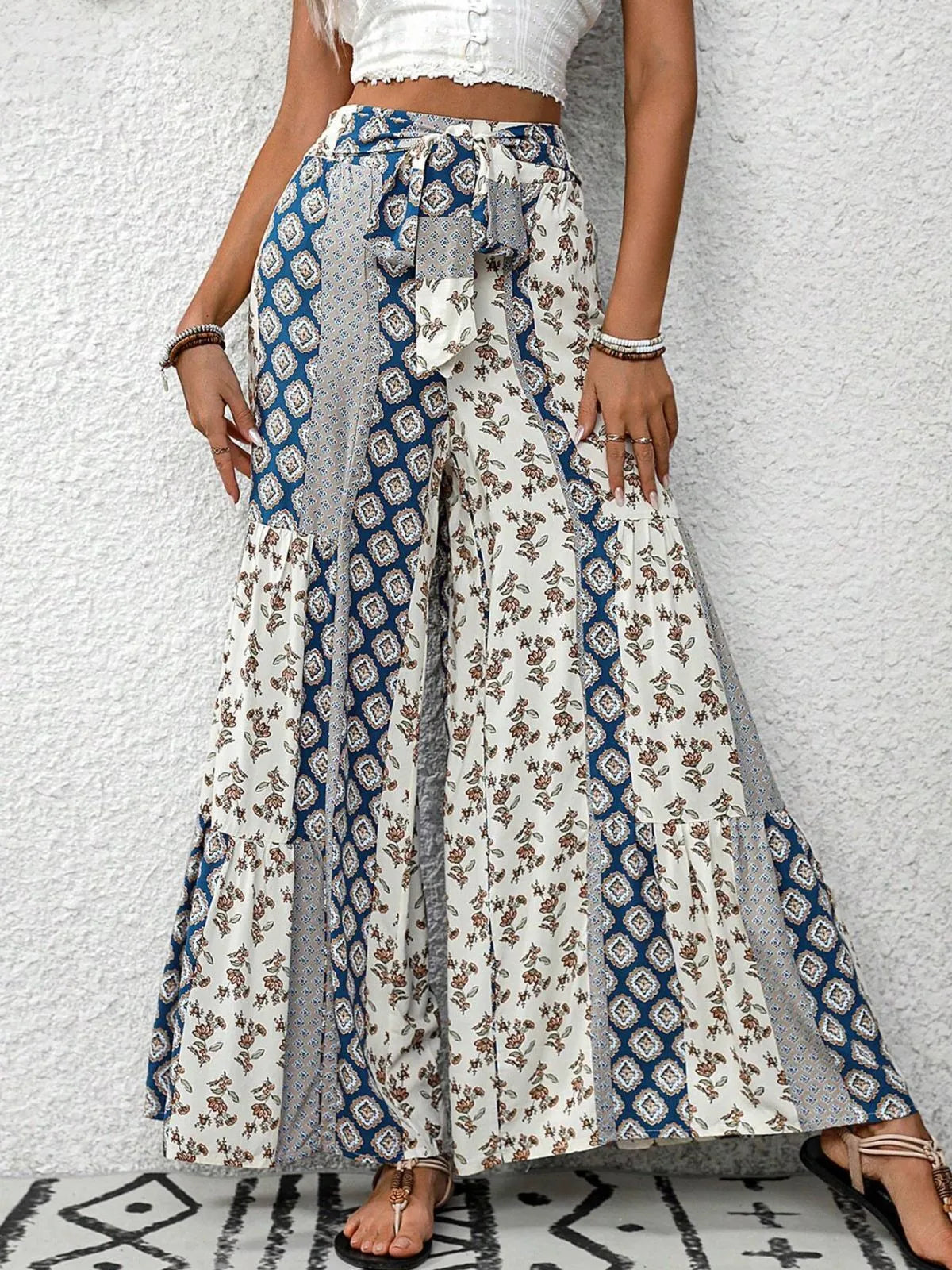 Vacation Vibes Flowy Geometric High Rise Palazzo Pants