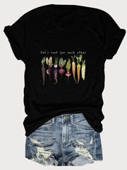 Vegetable Letter Print Round Neck T-shirt
