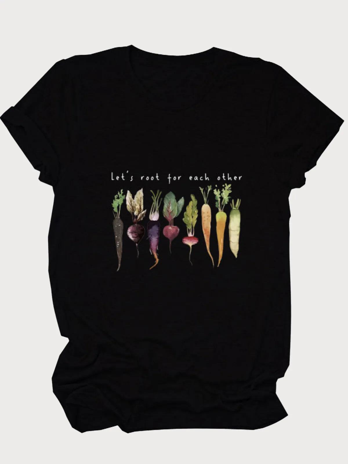 Vegetable Letter Print Round Neck T-shirt