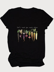 Vegetable Letter Print Round Neck T-shirt