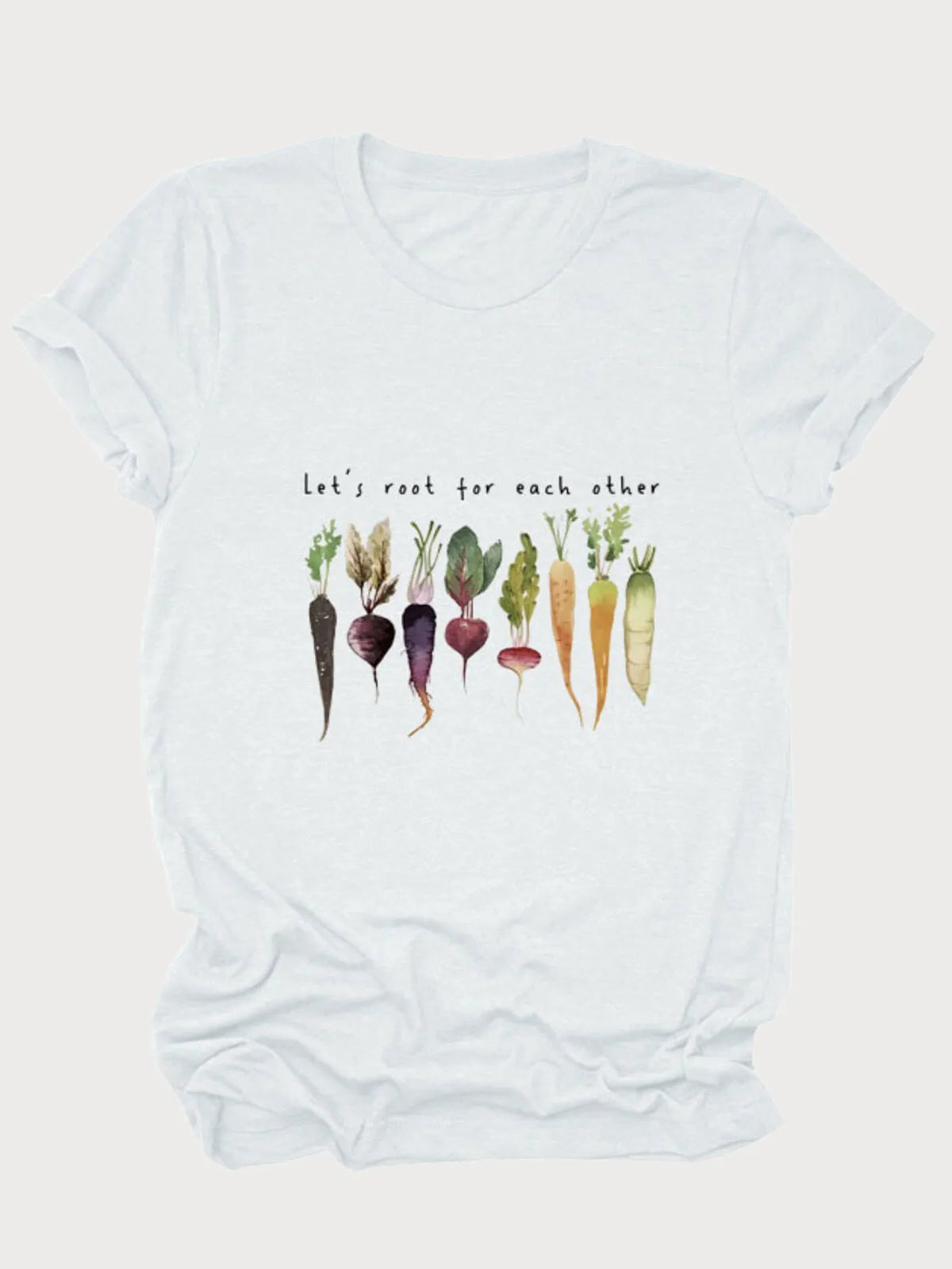 Vegetable Letter Print Round Neck T-shirt