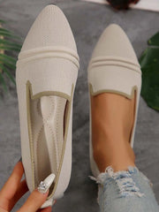 Vintage Contrast Binding Snip Toe Ballet Flats